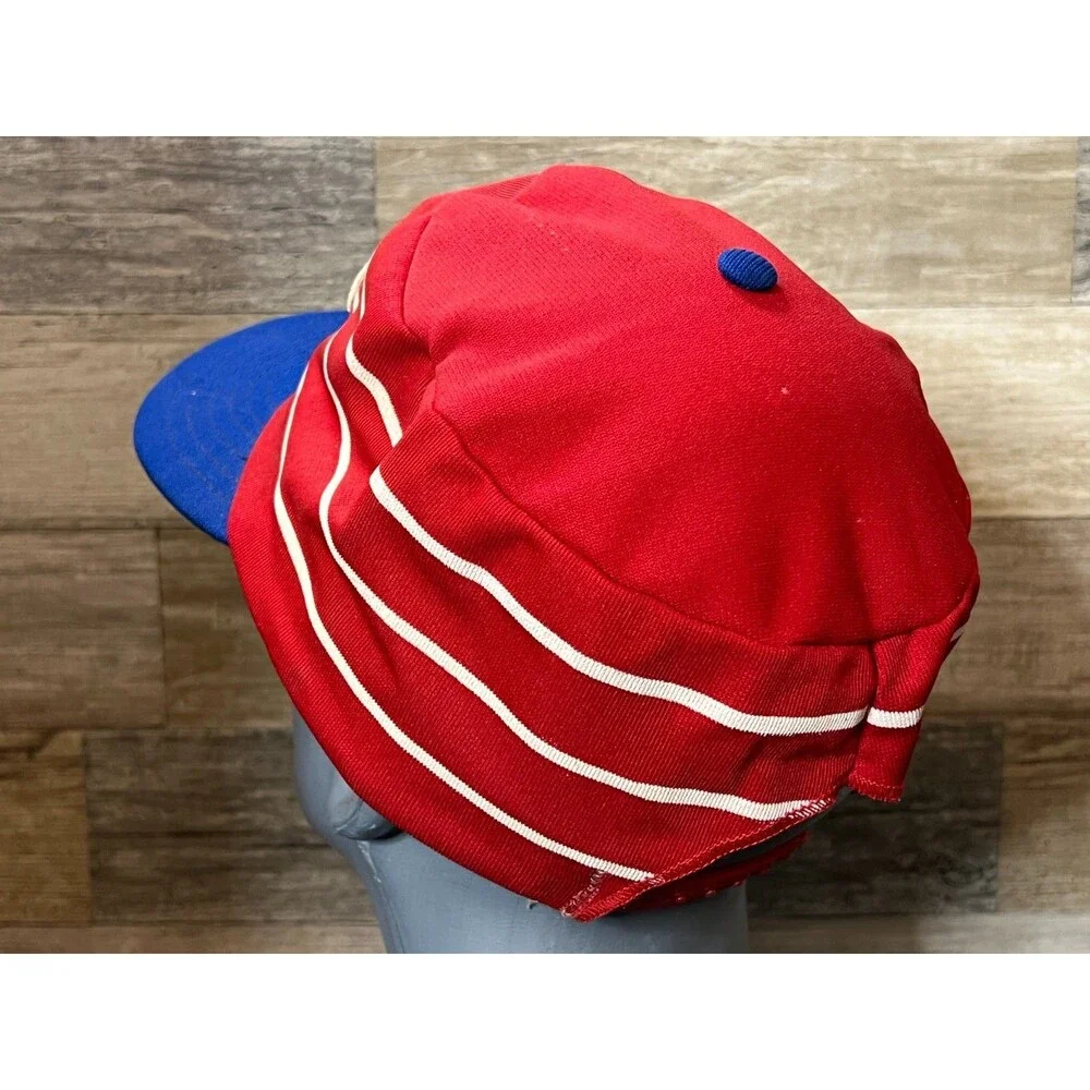 Vintage New Era Custom STP Racing Snapback Pillbox Hat Red w/ White Stripes